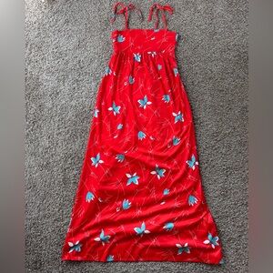 Vintage 70s Leslie J Long Tie Strap Dress